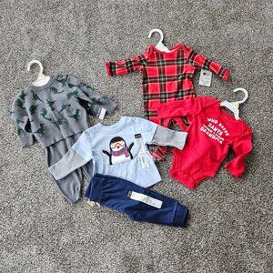 Baby boy bundle 3 mos. 8-12.5lbs. Holiday/Winter 5pcs. okie dokie NWT